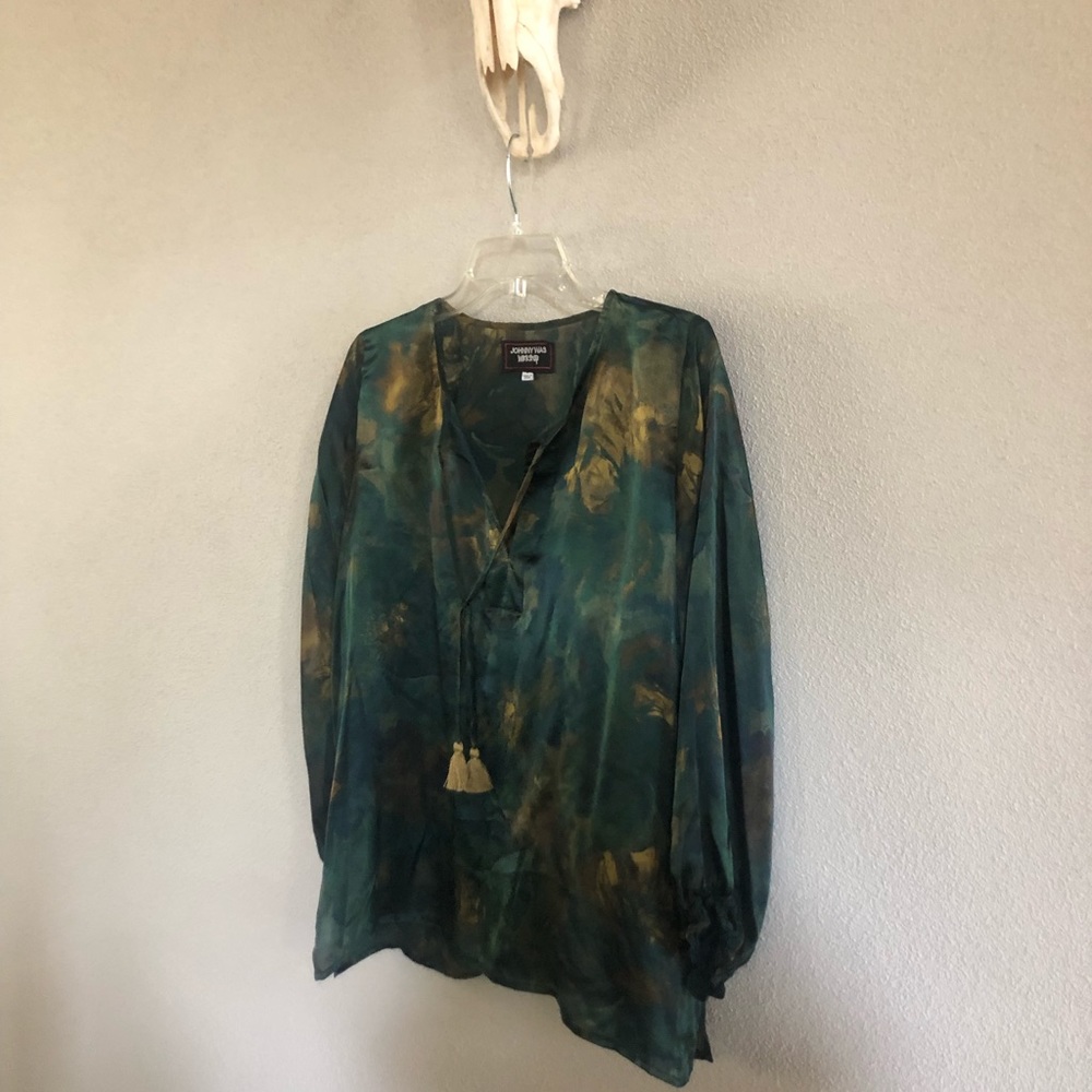 Beautiful Silk Johnny Was peasant blouse